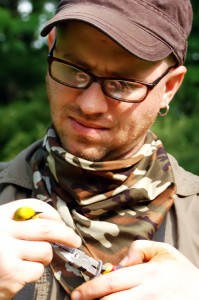 Banding a Blue-winged Warbler in Southbury, CT.